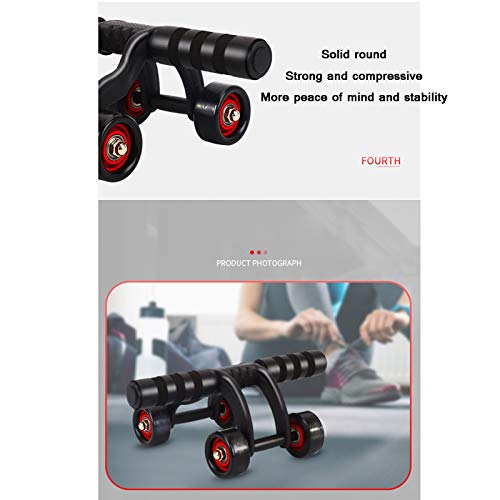CHJ Rueda Abdominal Doméstica, Dispositivo de Entrenamiento de Músculos Abdominales Tres Ruedas, Equipo de Fitness para Interiores, Pérdida Peso para Mujeres, Un Par