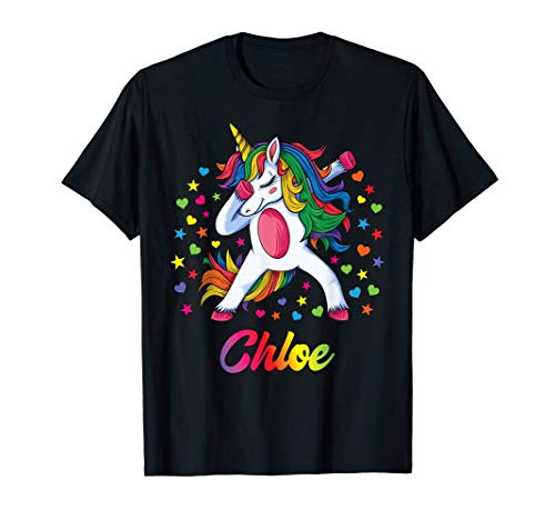 Chloe Nombre Personalizado Regalo Cumpleaños Unicornio Camiseta