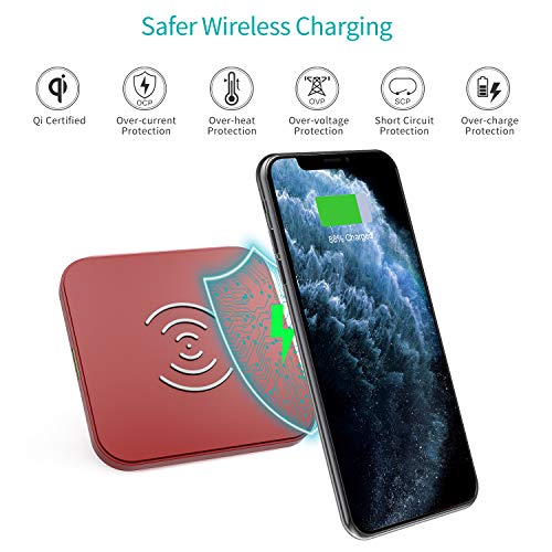 CHOETECH Cargador Inalámbrico, Qi Fast Wireless Charger, Compatible con iPhone 11/11Pro/X/XS/XS MAX/XR/8 Plus, Samsung S10/S10e/Note10/Note9/S8 Plus, Huawei P30 Pro y Teléfonos Qi-Enabled, Airpods 2