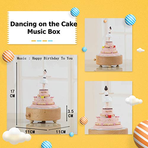Chonor Escenarios Innovadores Caja de Música de Madera, Primo Creativo Manivela de Madera Artesanías Caja de Música - Hada Bailando en el Pastel - Regalo y Decoraciones Idea para Cumpleaños, Navidad