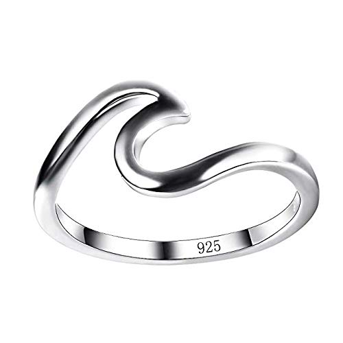 Chosimo S925 Anillo de Plata de la Onda para niñas Wave diseño Regalo de San Valentín