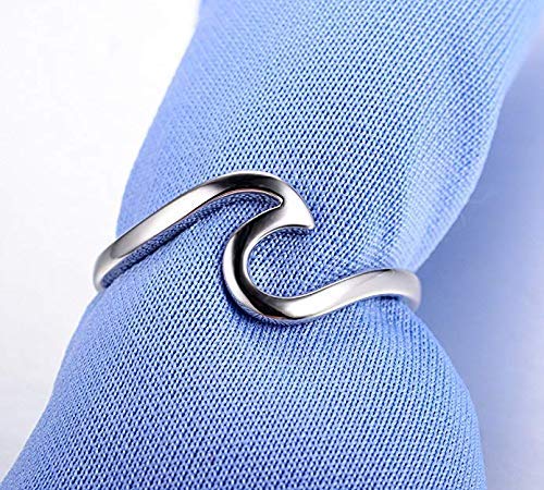 Chosimo S925 Anillo de Plata de la Onda para niñas Wave diseño Regalo de San Valentín