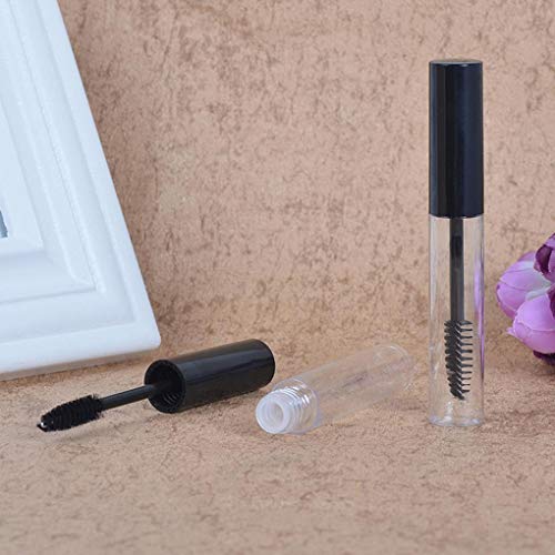 Chowcencen 10ml Rímel Gorra Negra Botella de Tubo vacío Vial Transparente Maquillaje de Ojos Crema de pestañas Embudo Dispensador Pipeta Contenedor