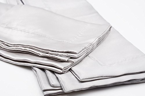 CHRISLZ 2pcs funda de almohada de seda estándar 50 * 75CM sedoso suave y arruga libre puro Color seda funda sin cremallera (GREY)