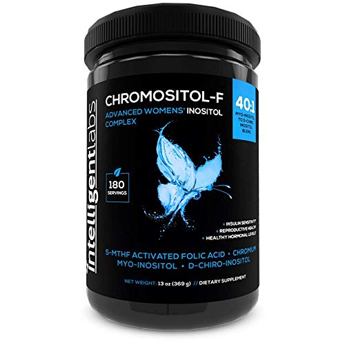 Chromositol-F de Intelligent Labs, avanzado complemento de inositol en polvo para mujeres, La mezcla perfecta de mioinositol y D-quiro-inositol (1:40) con folato activado y cromo, 180 dosis, 3 meses