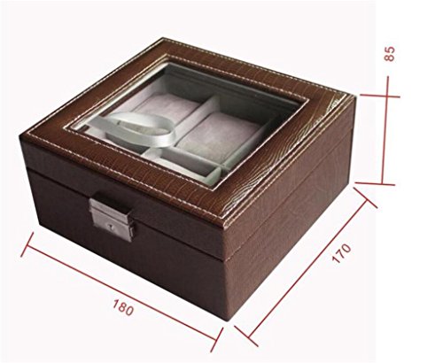 CHUANMEI Caja de Reloj de Cuero/Caja Cuadrada de la colección de la Tabla Seis/Caja de exhibición, Regalo de cumpleaños, decoración casera, Coffee Color