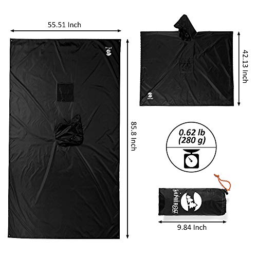 Chubasqueros Impermeable Reutilizable Ponchos de Lluvia y Multifuncional Estera de Camping, Cubierta de Dosel, para Senderismo, Cámping y Pesca Ciclismo con Capucha para Mujer y Hombre