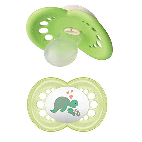 Chupete de silicona MAM"Skin Soft" // 6-16 Mo. Neutral // Juego de 2 // Incluye boya esterilizadora y cinta para chupete NIP