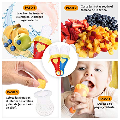 Chupete Fruta Bebe - Alimentador Antiahogo Bebe - Mordedores Bebes de Oliver & Jay - Baby Fruit Feeder - Mordedor Bebe con Forma de Biberon