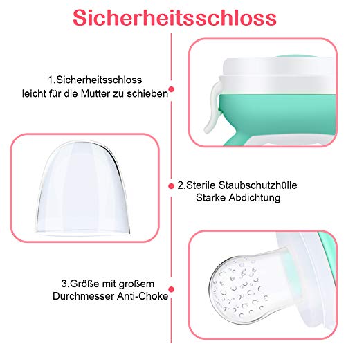 Chupete Fruta Bebe,DIAOCARE Alimentador Antiahogo de Fruta Para Bebés y Niños Pequeños,Sin BPA,Incluye 3 piezas de Todos los Tamaños Sacos de Silicona