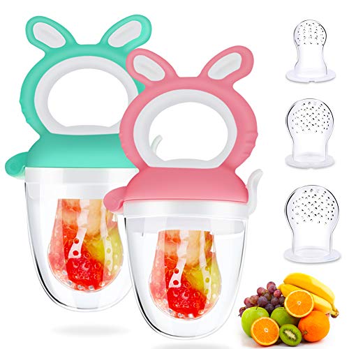 Chupete Fruta Bebe,DIAOCARE Alimentador Antiahogo de Fruta Para Bebés y Niños Pequeños,Sin BPA,Incluye 3 piezas de Todos los Tamaños Sacos de Silicona