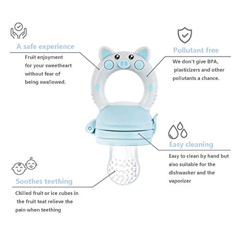 Chupete Fruta - RIGHTWELL 2 Piezas Chupetes Frutas para Bebés y Niños Pequeños con 6 Tetinas de Silicona sin BPA para Mordedor Verdura Papilla Alimentación Suplementaria