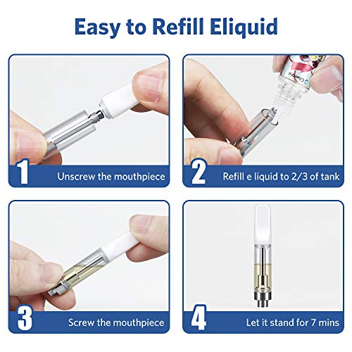 Ciberate E Cigarrillos Electrónicos Vaper Pen Starter Kit cbd Vaping Recarga de tanque de cartucho de cerámica para jugo Vape E E-Liquid CBD Aceite de cáñamo Vidrio eCig Vapor puro Sin nicotina