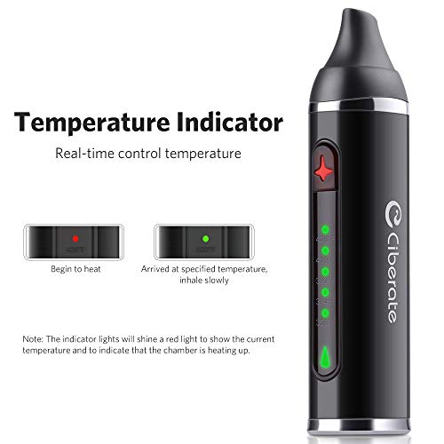 Ciberate Pluma de vaporizador de hierbas secas, cámara de cerámica grande, batería de 2200 mAh, configuración de control de temperatura Smart 5, vaporizador de hierbas portátil vapor puro sin nicotina