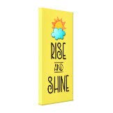 CICIDI Rise and Shine Typography with Sun and Cloud Canvas Print Wall Art Picture for Home Decoration Wooden Framed (8 x 8 Inch, Framed)