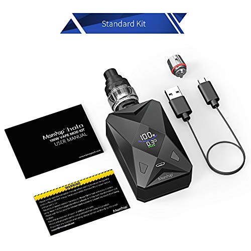 Cigarros Electronicos Vaper Manvap® Halo 100W E Cigarrillo Vape Mod con batería recargable Repuestos de la parte inferior Vape Pen No E Líquido sin nicotina (Negro)
