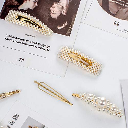 CINEEN 12 Pcs Moda Clips de Pelo Simple Perla Horquilla Artificiales de Pelo Perlas Clips de Pelo Decorativos Hechos a Mano Clips Pearl Hair Clip para Damas y Niñas