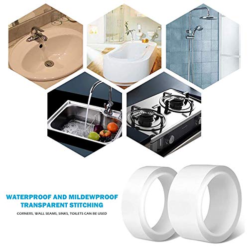 Cinta adhesiva multifuncional no residual para uso en interiores o exteriores, resistente al agua y al moho, cinta adhesiva transparente para baño, cocina, fregadero, lavabo, ducha, inodoro y pared