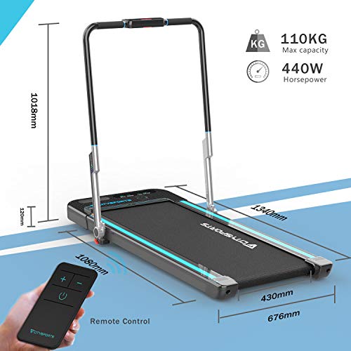 Cinta de Correr Caminar Plegable con Apoyabrazos y Control Remoto Controlables, Altavoz Bluetooth Incorporado, Velocidad 1-8 km / h Ajustable, Cinta de Correr Caminar Profesional para el Hogar