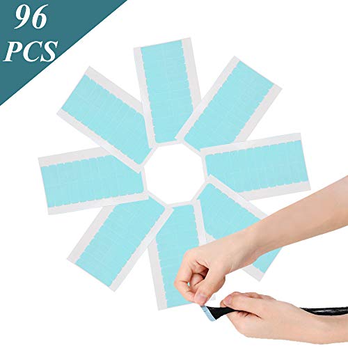 Cinta de Extensión de Pelo, 96pcs Cinta Adhesiva de Extensión de Pelo de Trama de Doble Cara Tape para Reemplazo, Herramienta de Belleza para Cinta en Extensión de Cabello y Trama de Pelo (4 x 0,8 cm)