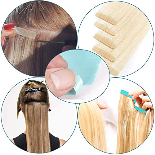 Cinta de Extensión de Pelo, 96pcs Cinta Adhesiva de Extensión de Pelo de Trama de Doble Cara Tape para Reemplazo, Herramienta de Belleza para Cinta en Extensión de Cabello y Trama de Pelo (4 x 0,8 cm)