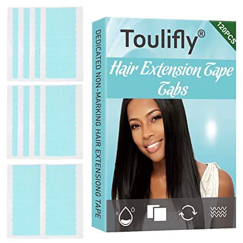 Cinta de Extensión de Pelo,Cintas Adhesivas de Extensiones,Hair Extensions Tape,Doble Cara Invisible Replacement Tape para Extensión de Cabello,Adhesivo Extra Strong,4 x 0.8 cm,120 Pieza