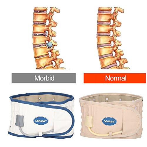 Cinturón de descompresión de espalda en fisioterapia, correas hinchables apoyo lumbar en la cintura baja (blanco)