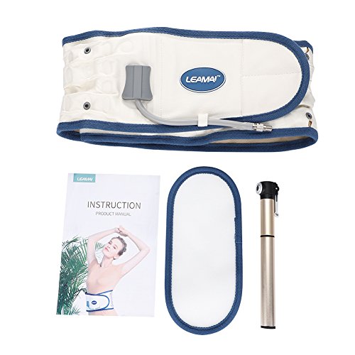 Cinturón de descompresión de espalda en fisioterapia, correas hinchables apoyo lumbar en la cintura baja (blanco)