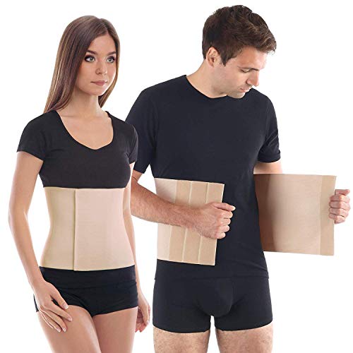 Cinturón postoperatorio abdominal con algodón Faja postparto y postoperatorio Apoyo de los músculos abdominales y lumbosacro Altura 24 cm Unisex Large Beige