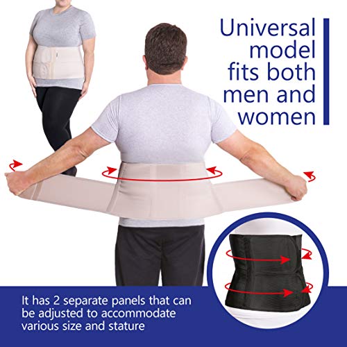 Cinturón soporte postoperatorio Faja postparto y postoperatorio Apoyo de los músculos abdominales y lumbosacro Altura 24 cm Unisex XX-Large Negro