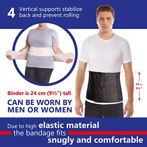 Cinturón soporte postoperatorio Faja postparto y postoperatorio Apoyo de los músculos abdominales y lumbosacro Altura 24 cm Unisex XX-Large Negro