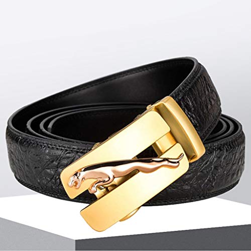 Cinturones Cinturones de mediana edad y ancianos de menos de 400 libras de grasa, de gran tamaño correas, cinturones largos ocasionales cabeza del leopardo hebilla automática Hombre ( Size : 120cm )