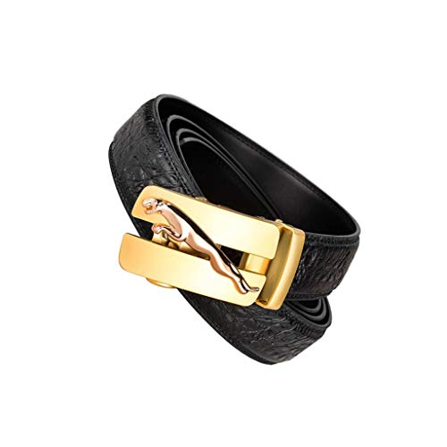 Cinturones Cinturones de mediana edad y ancianos de menos de 400 libras de grasa, de gran tamaño correas, cinturones largos ocasionales cabeza del leopardo hebilla automática Hombre ( Size : 120cm )