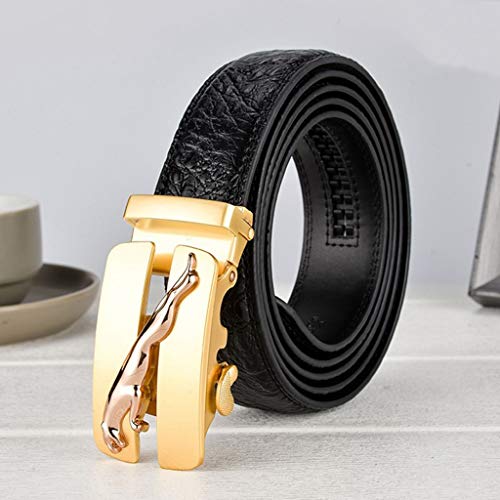 Cinturones Cinturones de mediana edad y ancianos de menos de 400 libras de grasa, de gran tamaño correas, cinturones largos ocasionales cabeza del leopardo hebilla automática Hombre ( Size : 120cm )