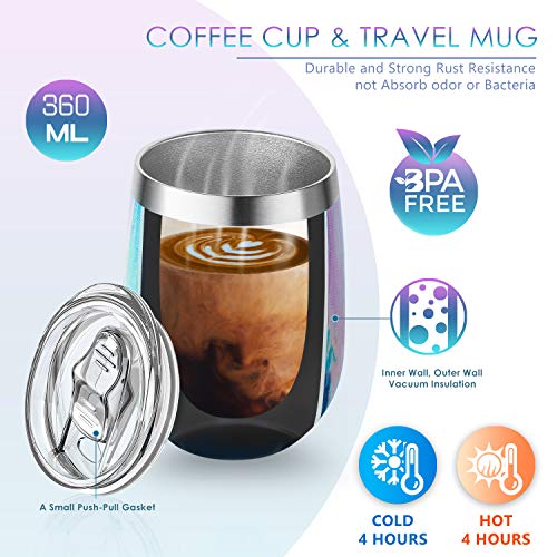 CISHANJIA Termo Cafe 360ml, Taza Térmica de Viaje Reutilizable de Acero Inoxidable con Aislamiento al Vacío con Tapa Ecológica a Prueba de Derrames, sin BPA, Taza de Café, Peso Ligero (arcoiris)