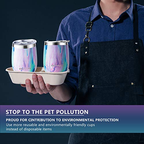 CISHANJIA Termo Cafe 360ml, Taza Térmica de Viaje Reutilizable de Acero Inoxidable con Aislamiento al Vacío con Tapa Ecológica a Prueba de Derrames, sin BPA, Taza de Café, Peso Ligero (arcoiris)