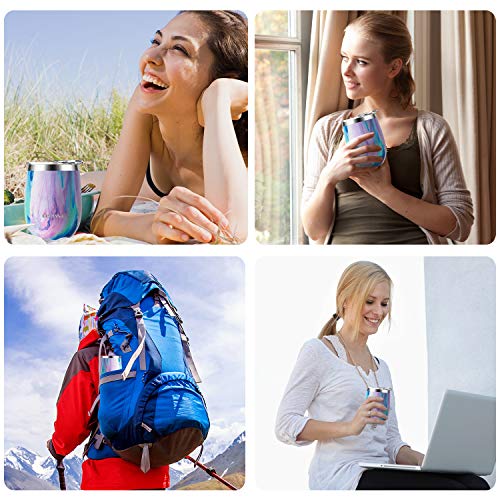 CISHANJIA Termo Cafe 360ml, Taza Térmica de Viaje Reutilizable de Acero Inoxidable con Aislamiento al Vacío con Tapa Ecológica a Prueba de Derrames, sin BPA, Taza de Café, Peso Ligero (arcoiris)