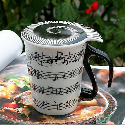 Cisixin Taza de cerámica de Signo Músico con Tapa