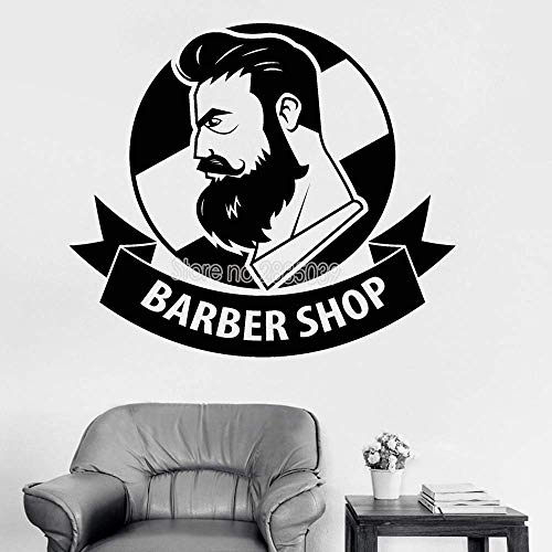 Cita Pegatinas De Pared Peluquería Para Hombres Salón De Belleza Vinilo Removible Cartel De La Pared Mural De Arte Nueva Tienda Creativa Decoración 57.6 X 50.4Cm