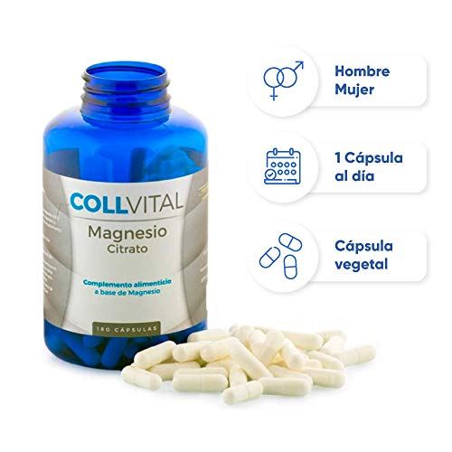 Citrato de Magnesio natural 180 cápsulas de 400mg vitaminas para el cansancio suplemento para 6 meses. Suplementos deportivos en capsulas que evitan la fatiga y el cansancio.