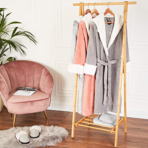 CityComfort Bata de Estar por Casa Mujer Invierno con Capucha, Ropa de Dormir Suave Material de Forro Polar, Batín Tejido Peluche Accesorios Mujer, Regalos para Mama (M, Gris Claro)