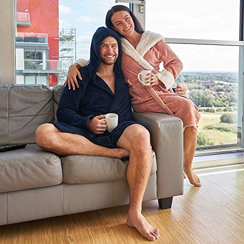 CityComfort Bata de Estar por Casa Mujer Invierno con Capucha, Ropa de Dormir Suave Material de Forro Polar, Batín Tejido Peluche Accesorios Mujer, Regalos para Mama (M, Rosa Claro)