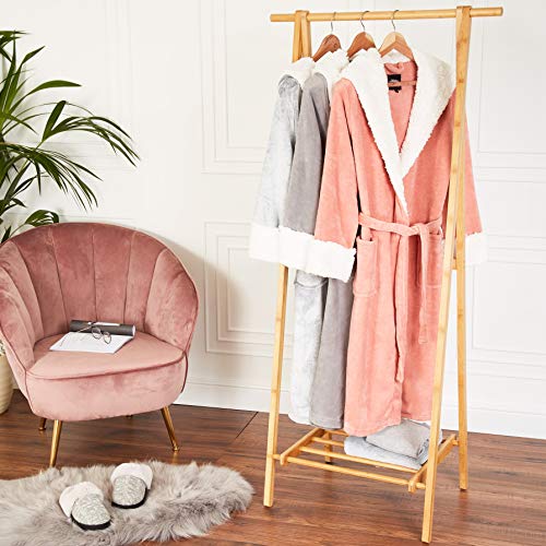 CityComfort Bata de Estar por Casa Mujer Invierno con Capucha, Ropa de Dormir Suave Material de Forro Polar, Batín Tejido Peluche Accesorios Mujer, Regalos para Mama (M, Rosa Claro)