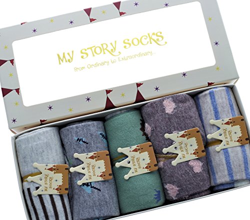 CityComfort Calcetines Mujer Invierno - Pack De 5 Calcetines De Algodón Suave Cómodo Para Niña Y Mujer Adulto Unisex Talla 36-40 (Multicolor Animales)