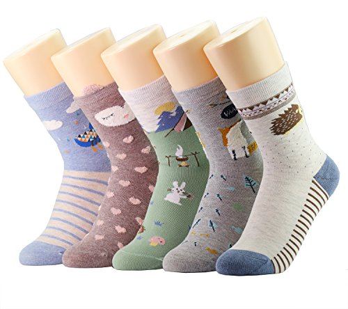 CityComfort Calcetines Mujer Invierno - Pack De 5 Calcetines De Algodón Suave Cómodo Para Niña Y Mujer Adulto Unisex Talla 36-40 (Multicolor Animales)