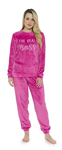CityComfort Pijama Mujer Invierno, Conjunto de Pijama 2 Piezas Mangas Larga Pantalon Largo, Pijamas Polar Super Suave con Estampado Animal, Rosa, Azul (44/46, Rosa)