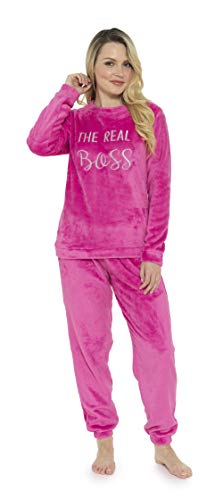 CityComfort Pijama Mujer Invierno, Conjunto de Pijama 2 Piezas Mangas Larga Pantalon Largo, Pijamas Polar Super Suave con Estampado Animal, Rosa, Azul (48/50, Rosa)