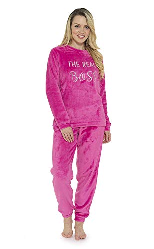 CityComfort Pijama Mujer Invierno, Conjunto de Pijama 2 Piezas Mangas Larga Pantalon Largo, Pijamas Polar Super Suave con Estampado Animal, Rosa, Azul (48/50, Rosa)