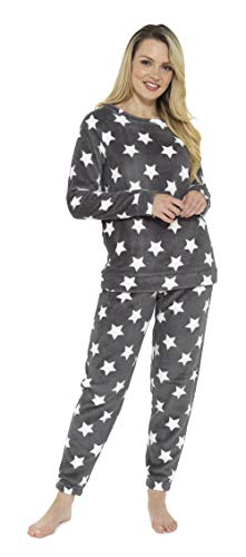 CityComfort Pijama Mujer Invierno | Conjunto de Pijama 2 Piezas Mangas Larga Pantalon Largo | Pijamas Polar Super Suave | Ropa Interior (40/42 EU, Estampado de Estrellas)