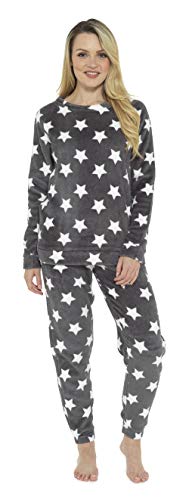 CityComfort Pijama Mujer Invierno | Conjunto de Pijama 2 Piezas Mangas Larga Pantalon Largo | Pijamas Polar Super Suave | Ropa Interior (40/42 EU, Estampado de Estrellas)